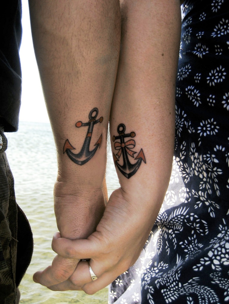 His and Her Anchor Tattoos