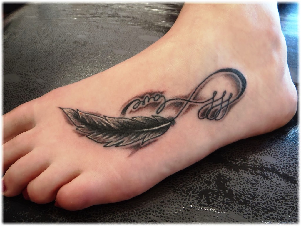 Infinity Tattoo with Feather