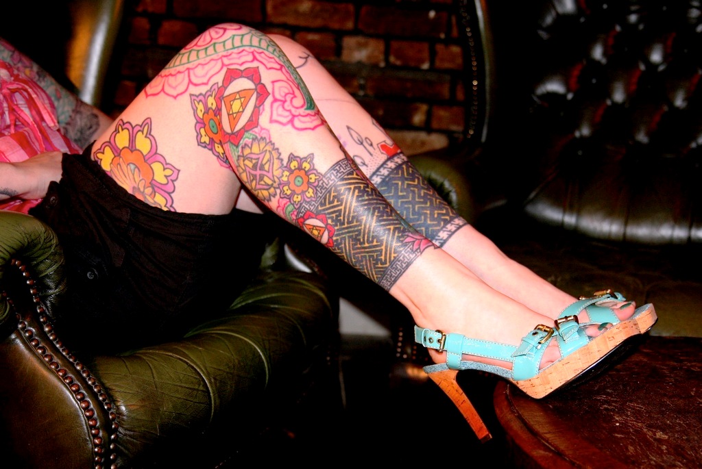 Leg tattoos