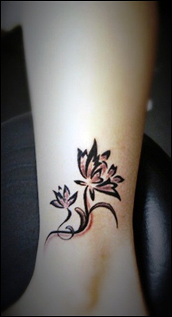 Lily Flower Tattoos On Ankle