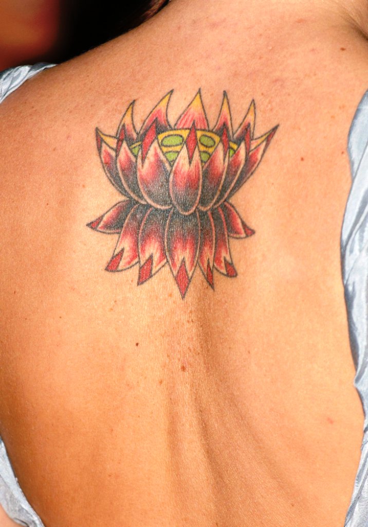 Lotus Flower Back Tattoos for Women