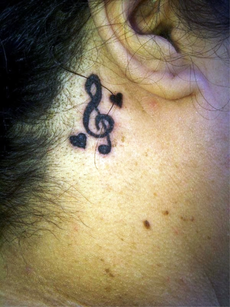 Music Notes Tattoo Behind Ear
