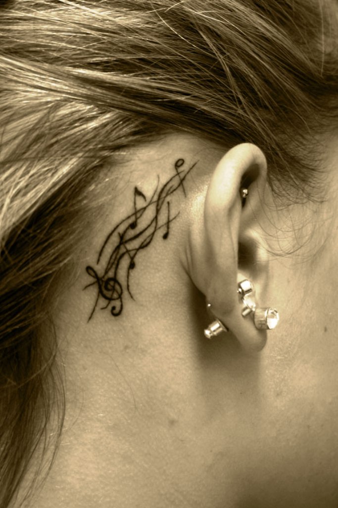 Music Tattoo Behind Ear