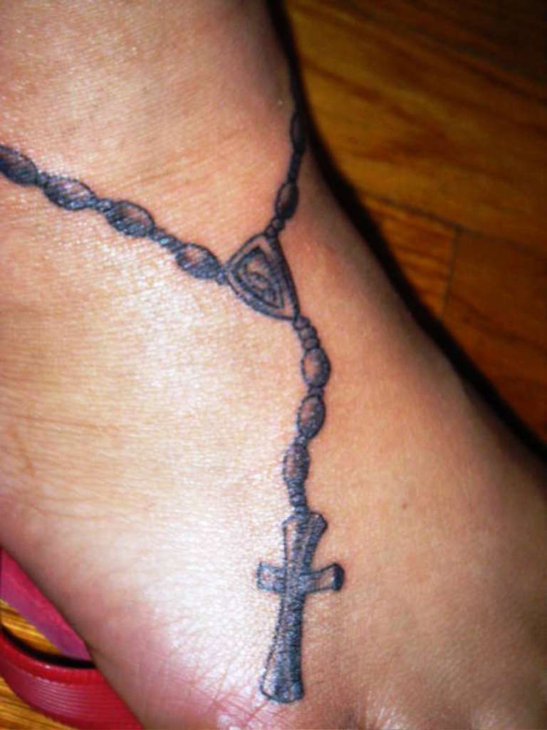 Rosary Cross Tattoo Designs for Women