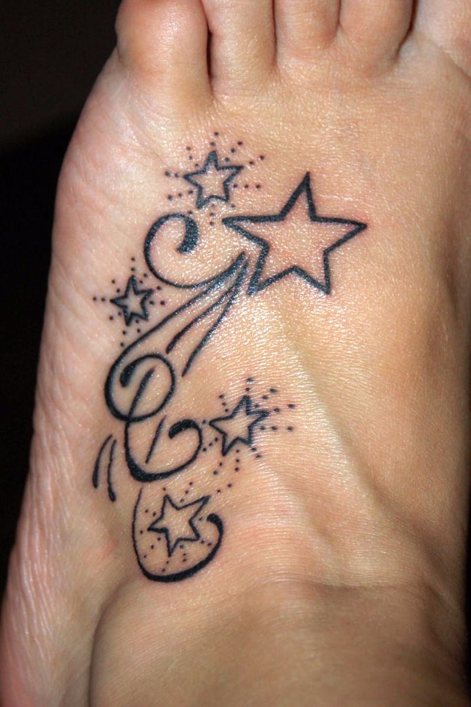Shooting Star Tattoo Designs On Foot