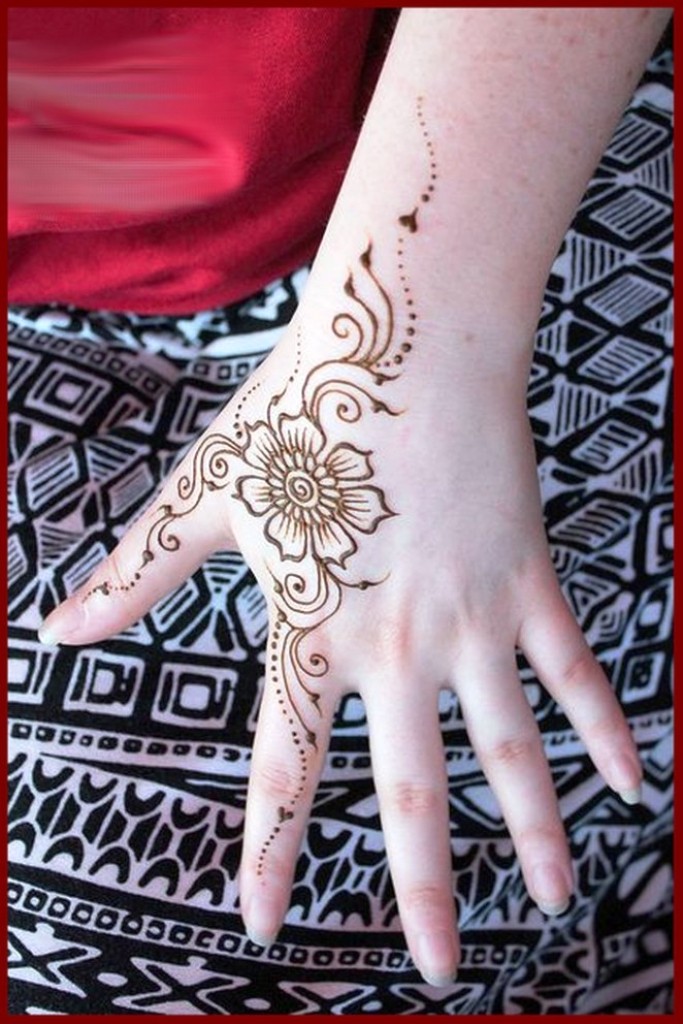 Simple Henna Hand Designs Flower