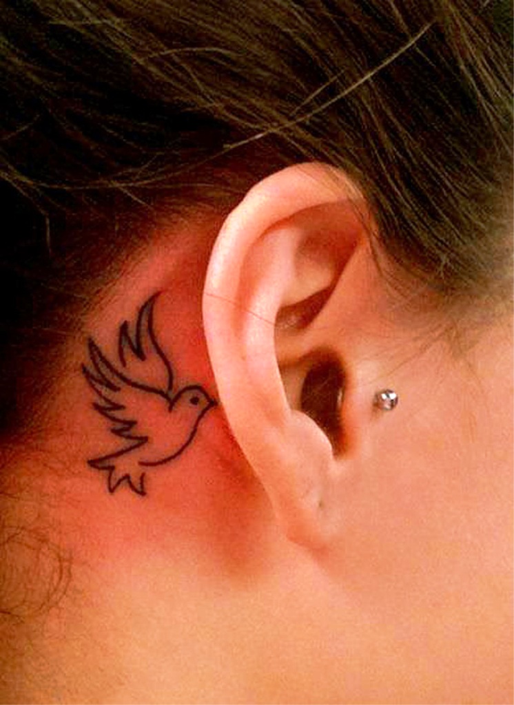 Small Dove Behind the Ear Tattoo Ideas
