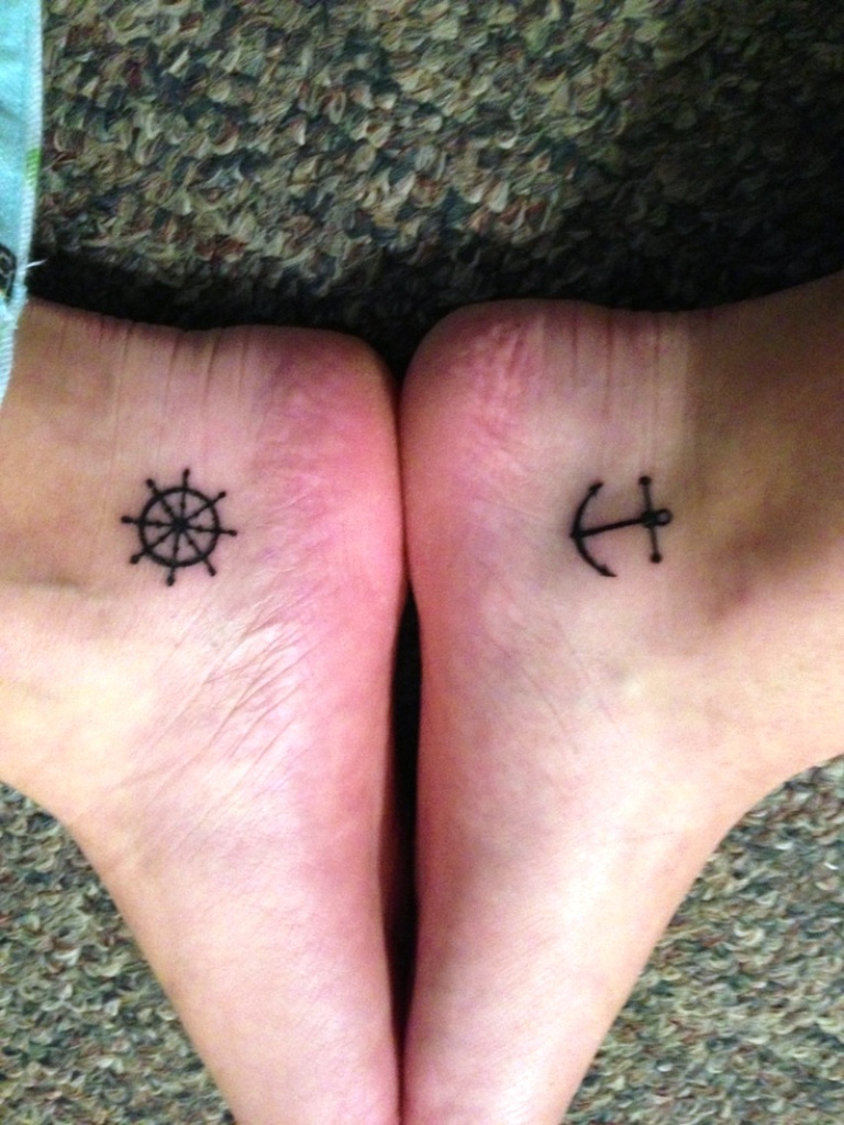Small Tattoos Anchor and Wheel
