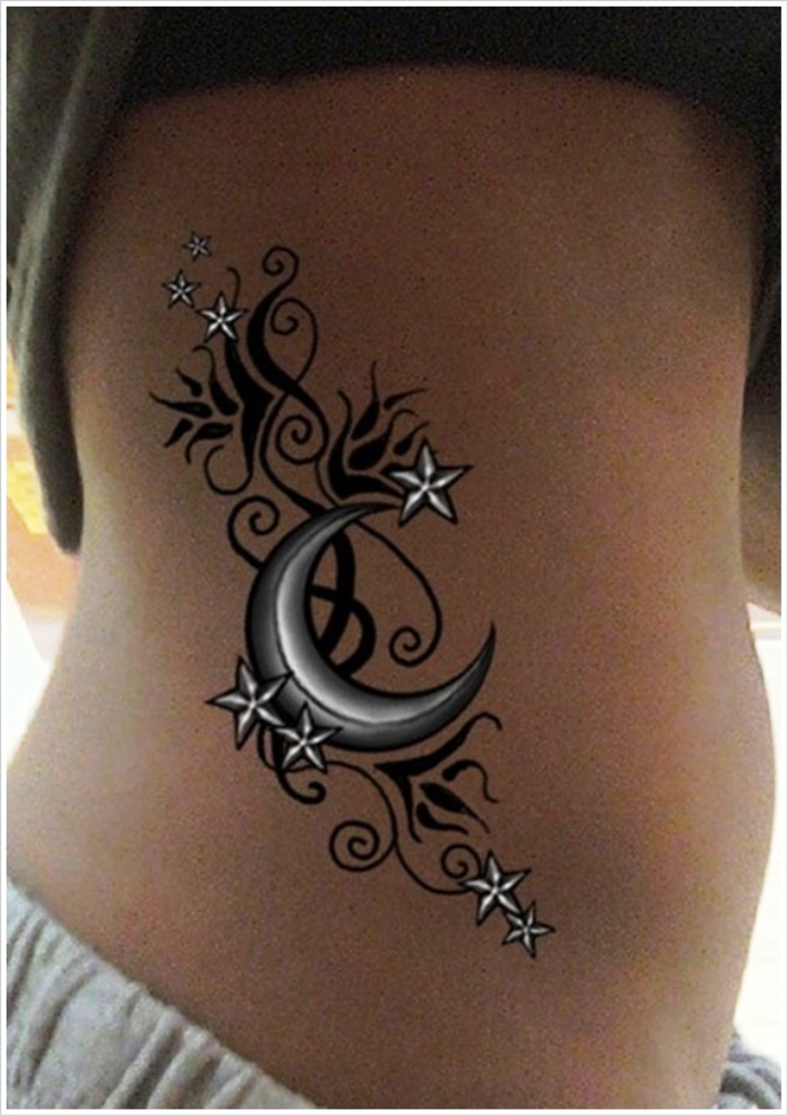 White Ink Tattoo Moon and Stars