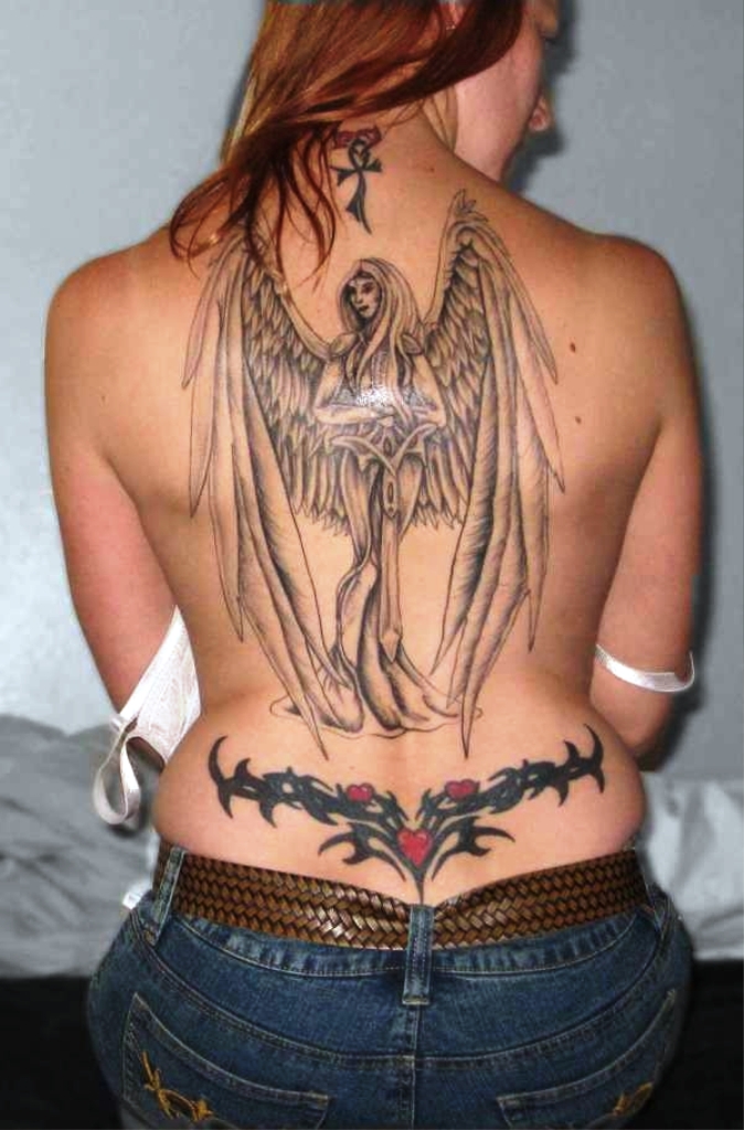 Women Full Back Angel Tattoo