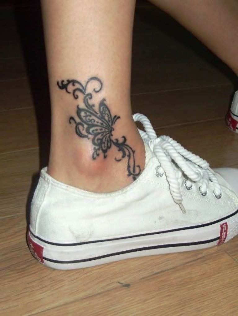 ankle butterfly womens tattoos