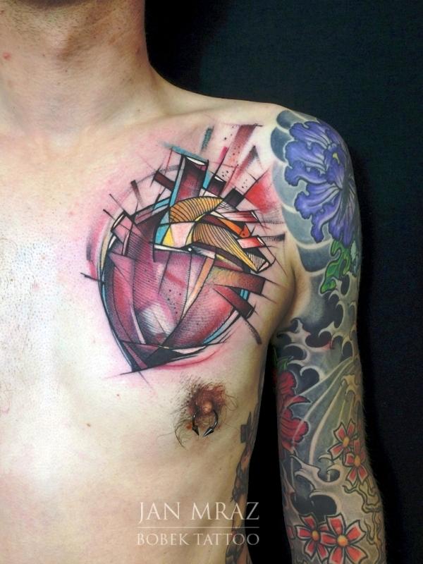 abstract-heart-tattoo-on-chest