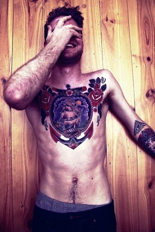 anchor-chest-tattoos-men