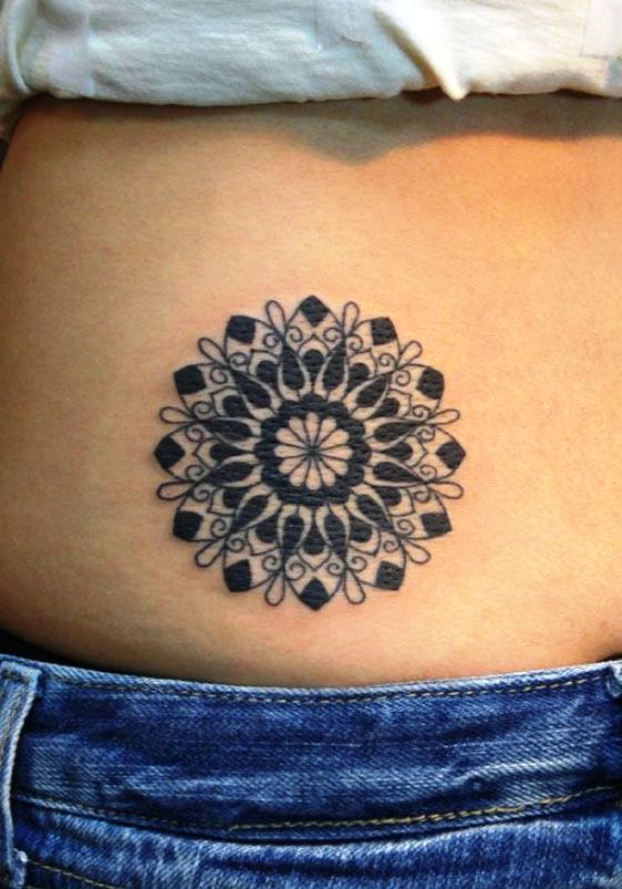 black-geometric-flower-tattoo