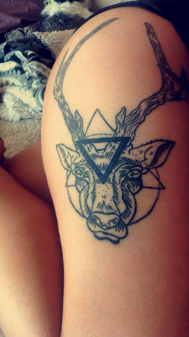 black-and-grey-geometric-deer-tattoos