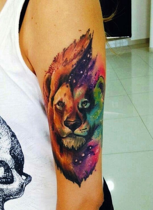 colorful-lion-tattoo