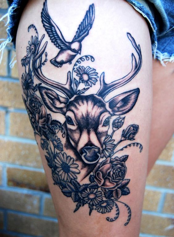 deer-thigh-tattoo-ideas