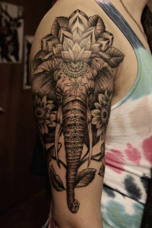 elephant-half-sleeve-tattoo