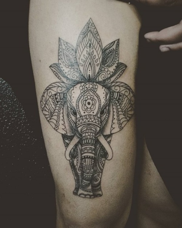 elephant-lotus-flower-tattoo