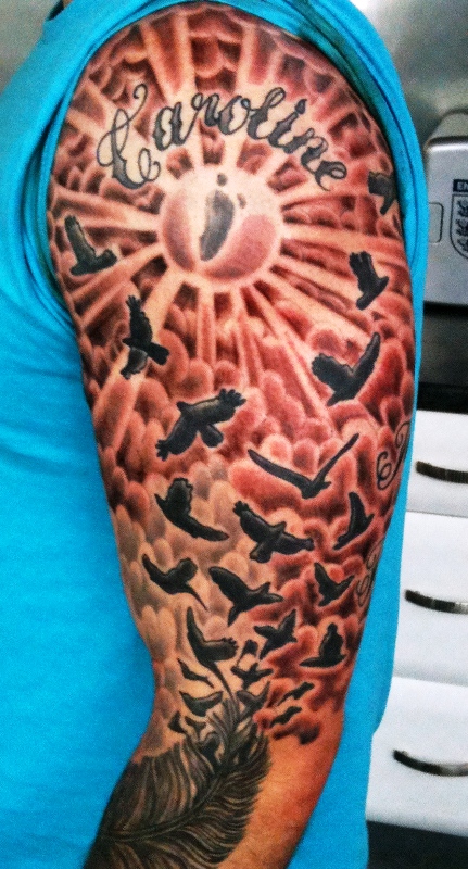 feather-sleeve-tattoo