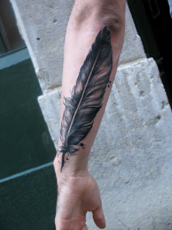 feather-tattoo-on-forearm-for-men-design