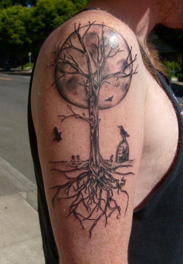 full-moon-and-tree-tattoo