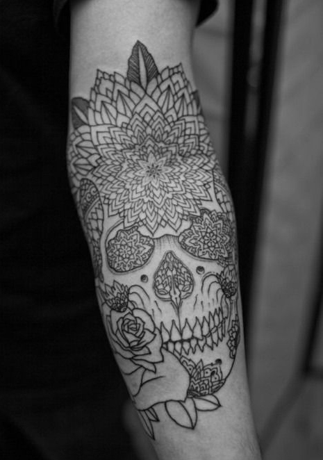 geometric-flower-skull-tattoo