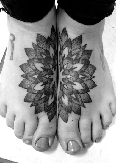 geometric-flower-tattoo-foot