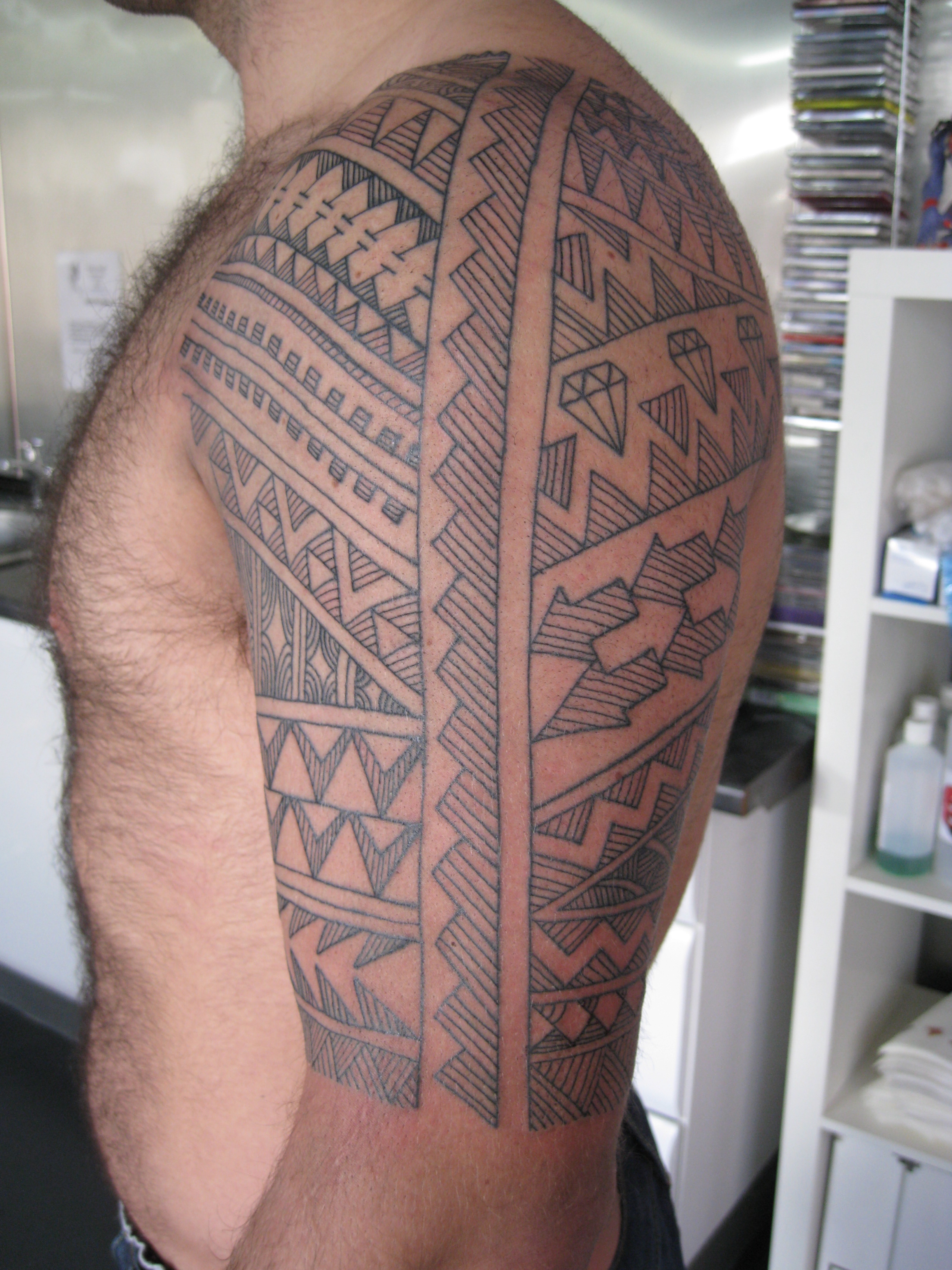 geometric-half-sleeve-tattoo-design