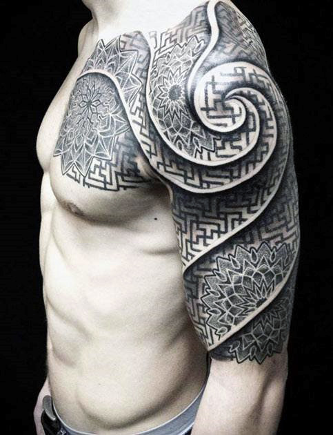 geometric-half-sleeve-tattoo-designs-for-men