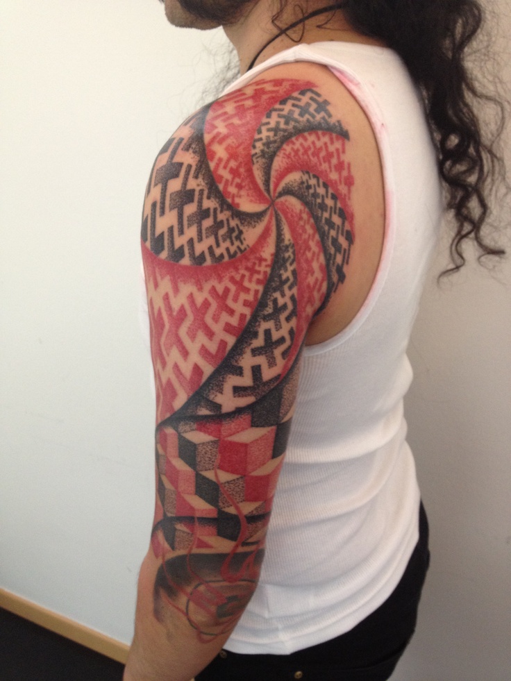 geometric-half-sleeve-tattoo-fine-design