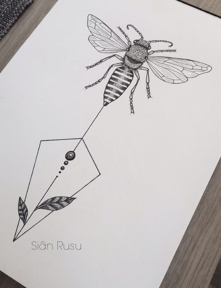 geometric-honey-bee-tattoo