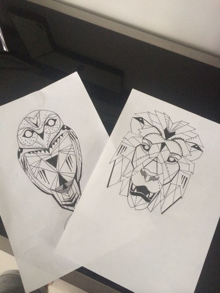 geometric-lion-tattoo-drawing