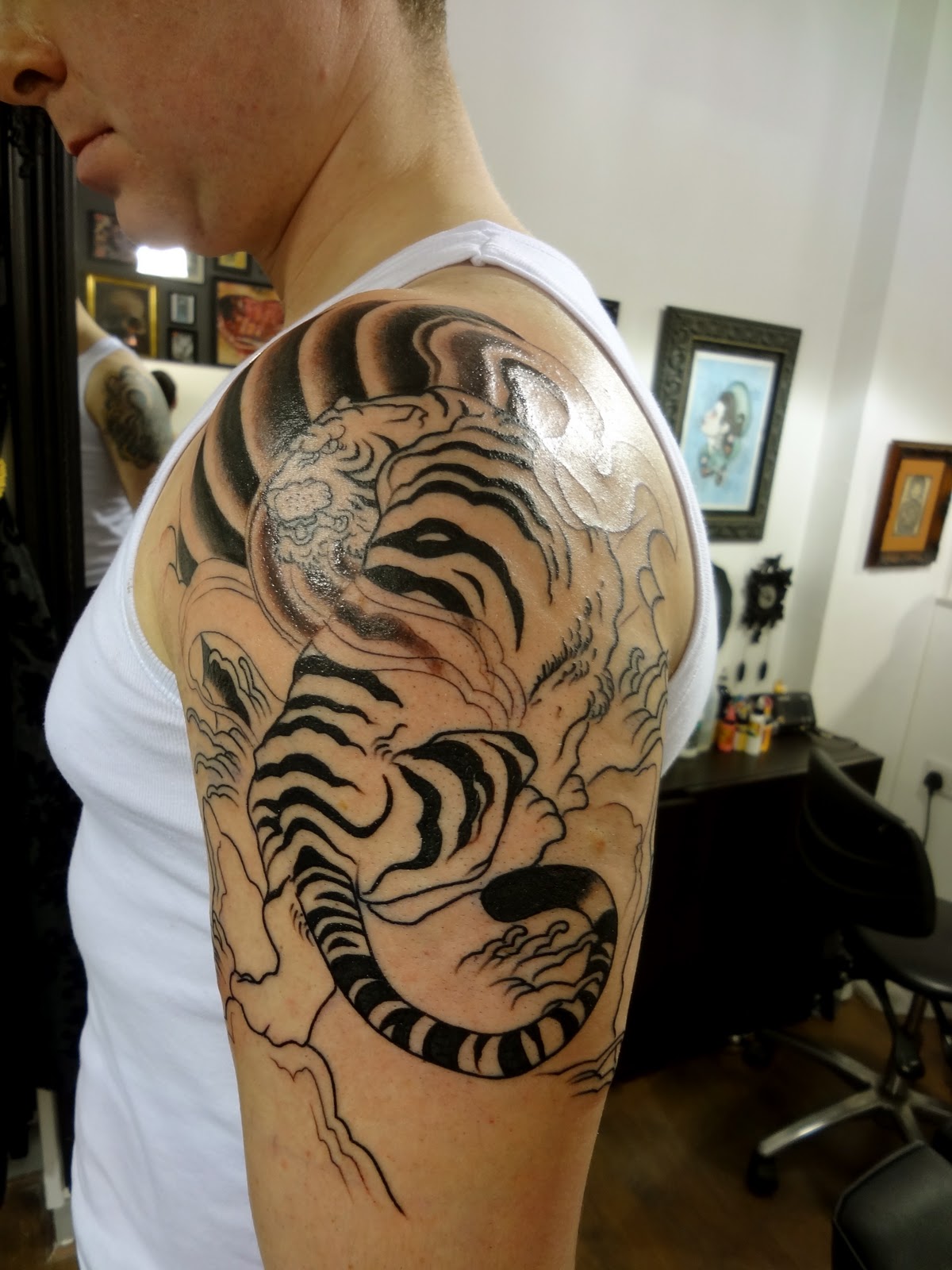 half-sleeve-japanese-tiger-tattoo