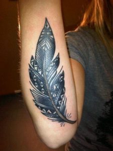 Geometric Tattoo Feather Ideas - Flawssy